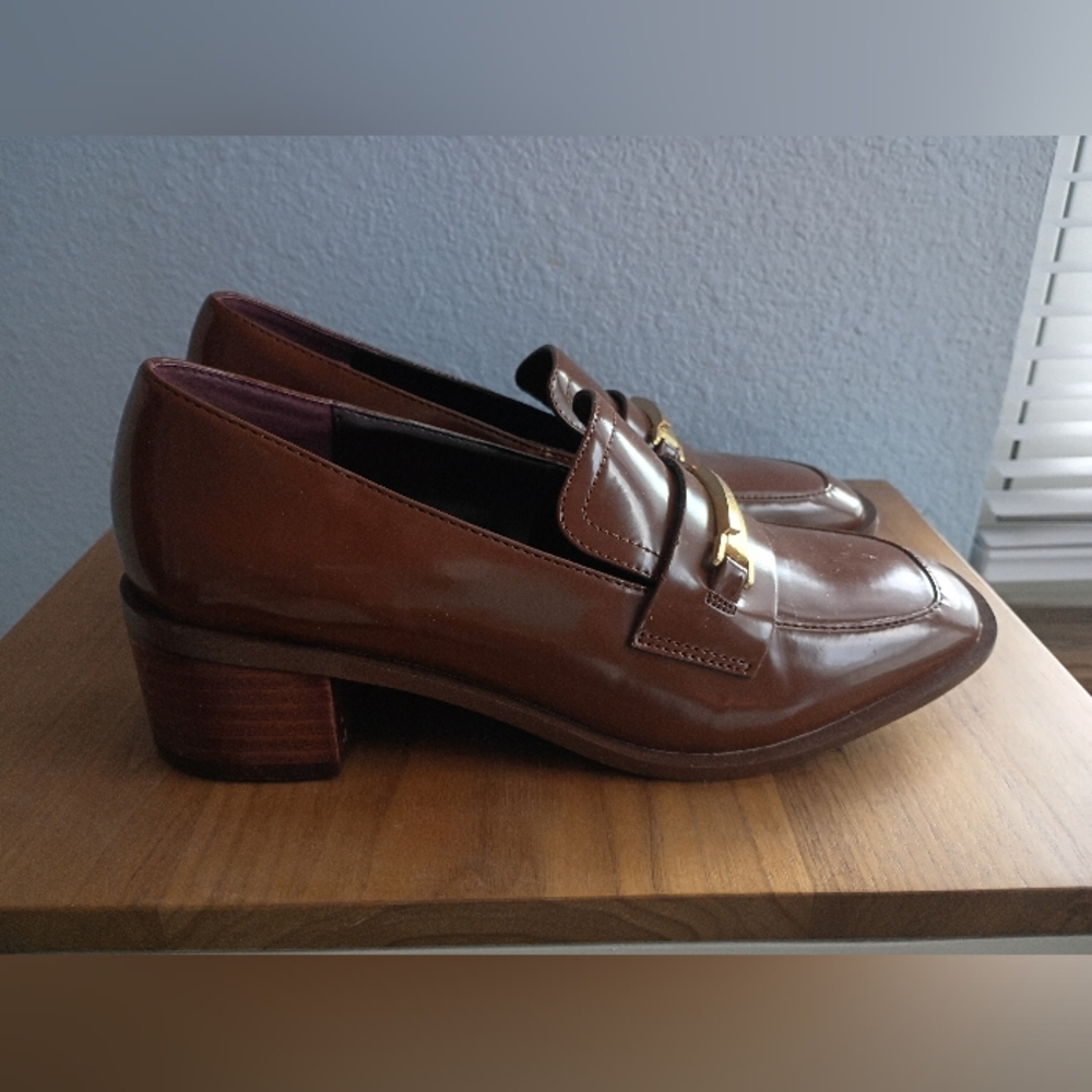 Franco Sarto Dalia Square Toe Brown Leather Loafers